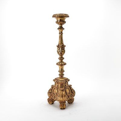 Lot 164 - Italian Baroque Style Carved Giltwood Pricket Candlestick