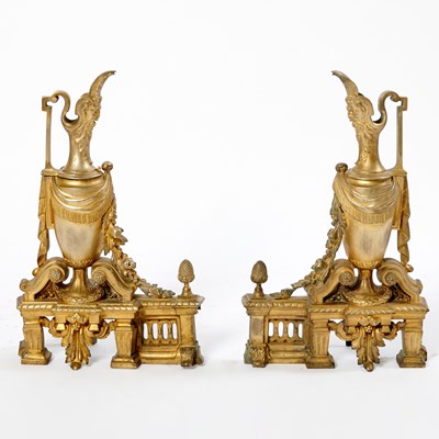 Lot 395 - Pair of Louis XVI Style Gilt-Bronze Chenets