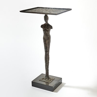 Lot 211 - Giacometti Style Bronze and Marble Side Table