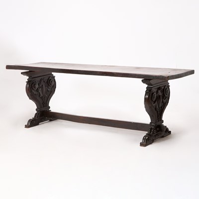 Lot 311 - Large Italian Renaissance Style Carved Walnut Refectory Table