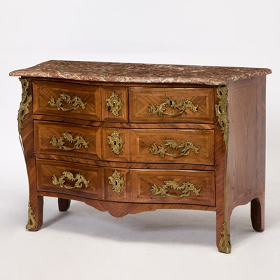 Lot 336 - Louis XV Ormolu-Mounted Kingwood Parquetry Commode