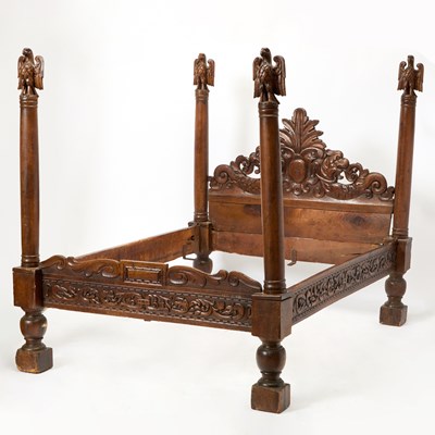 Lot 180 - Italian Baroque Style Carved Walnut Four Poster Bedstead