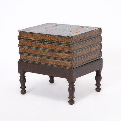 Lot 241 - Continental Polychrome Painted Faux Book-Form Chest