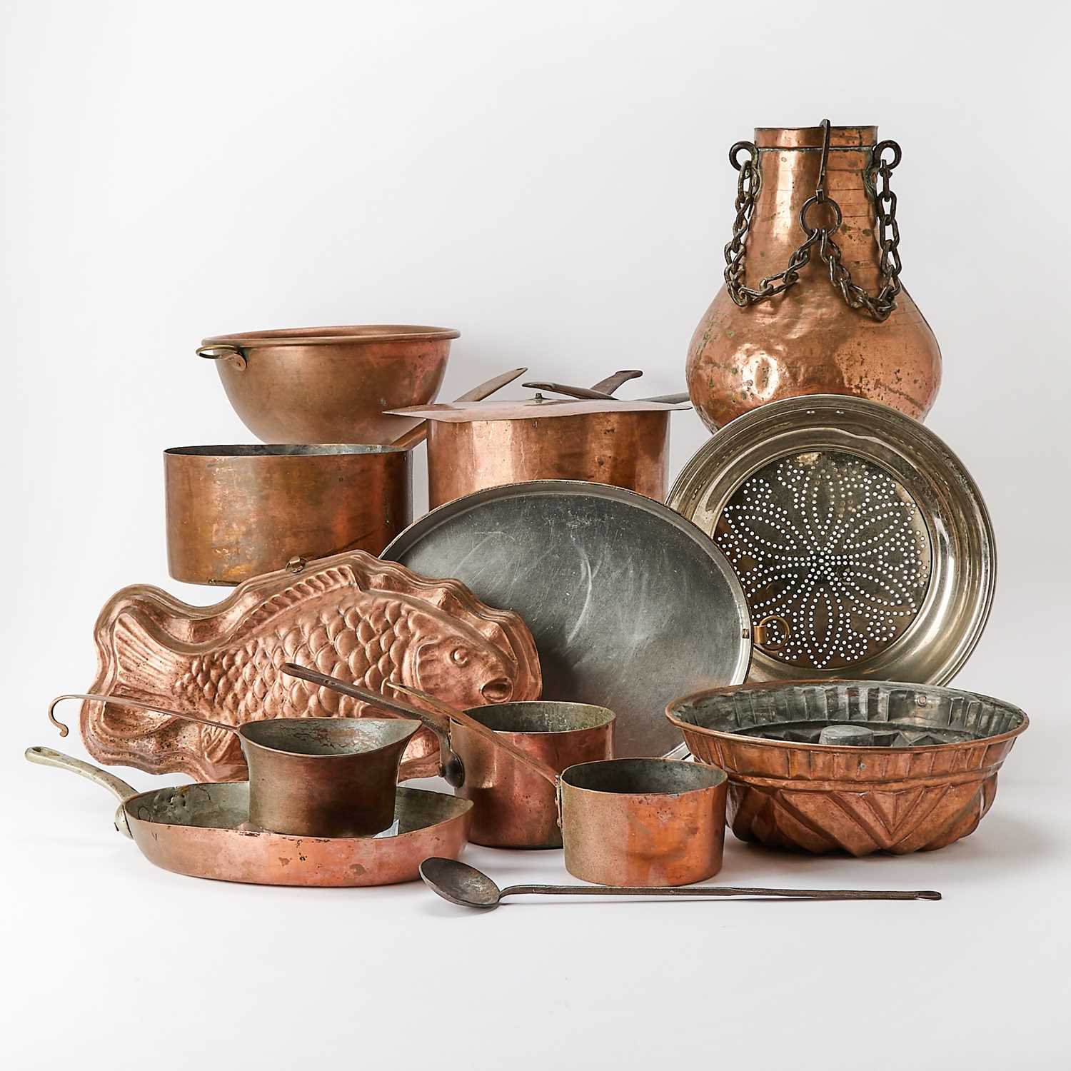 Lot 164 - Collection of Copper Pans and Baking Moulds