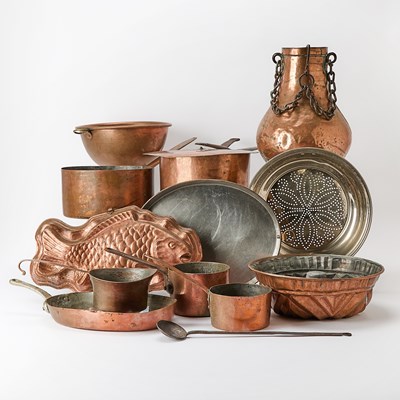 Lot 164 - Collection of Copper Pans and Baking Moulds