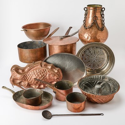 Lot 164 - Collection of Copper Pans and Baking Moulds