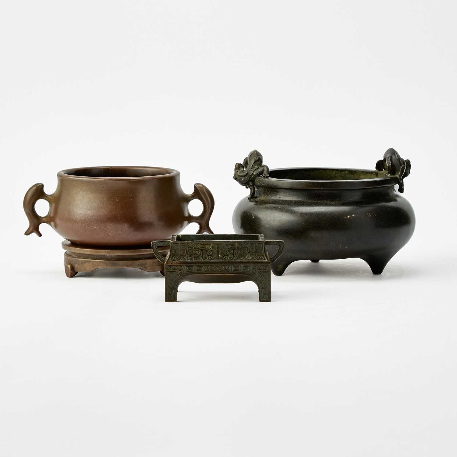 Lot 106 - Three Chinese Cast Bronze Censers