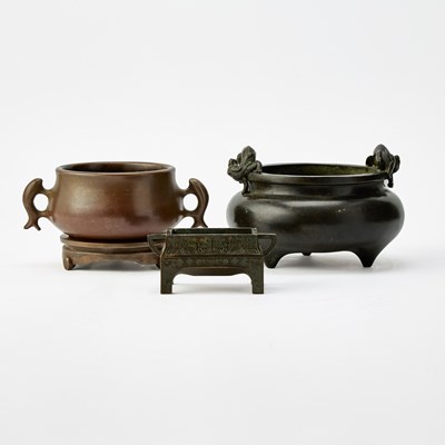 Lot 106 - Three Chinese Cast Bronze Censers