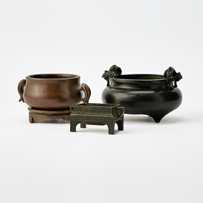 Lot 106 - Three Chinese Cast Bronze Censers