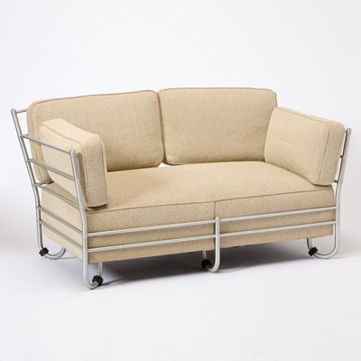 Lot 283 - Warren McArthur Tubular Metal and Upholstered Loose Sofa