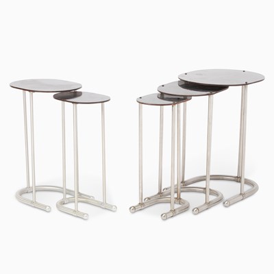 Lot 276 - Set of Five Warren McArthur Aluminum and Laminate Nesting Tables