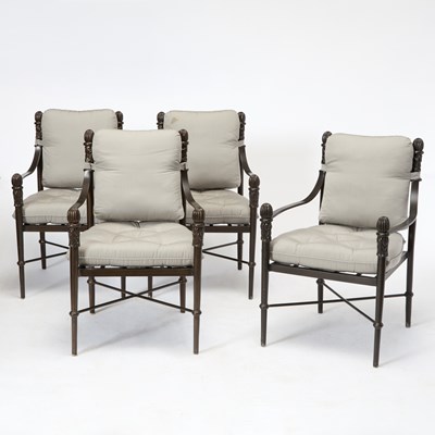 Lot 130 - Set of Four Michael Taylor Metal Outdoor Armchairs