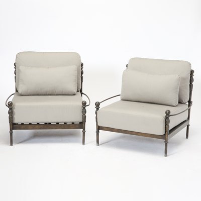 Lot Pair of Michael Taylor Montecito Metal Tub Chairs