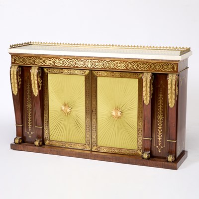 Lot 486 - Regency Rosewood Brass Inlaid & Ormolu Mounted Cabinet