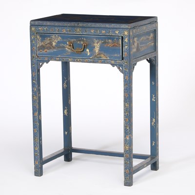 Lot 127 - Chinese Export Blue and Gilt Painted Writing Table