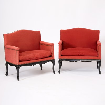 Lot 152 - Pair of Louis XV Style Black Painted Marquise
