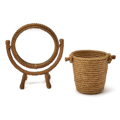 Lot 333 - Adrien Audoux + Frida Minet 'Braided Rope' Table Mirror and Basket