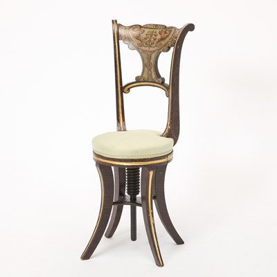 Lot 314 - Neoclassical Faux Bois Painted and Parcel-Gilt Music Chair