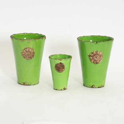 Lot 3 - Group of Three Green Painted Ceramic Vases