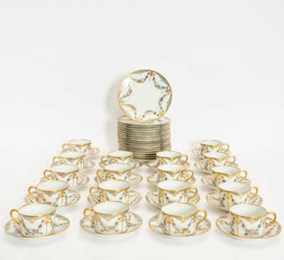 Lot 7 - Hand Painted Limoges Porcelain Partial Dinner Service by M. Carpezat