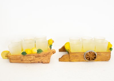 Lot 11 - Two Wagon-Form Limoncello Shot Glass Trays