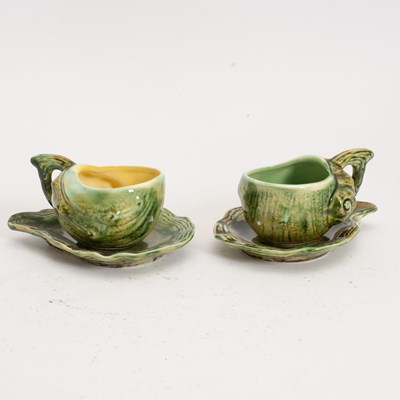 Lot 12 - Pair of Majolica Cups and Saucers