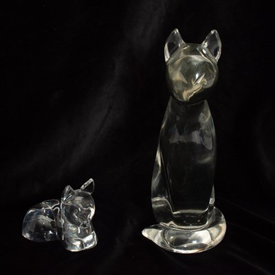 Lot 15 - Two Glass Cats Figures