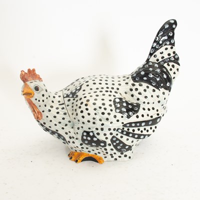 Lot 57 - Painted Ceramic Hen Form Trinket Box
