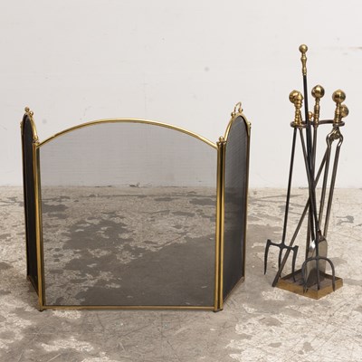 Lot 62 - Group of Brass Fireplace Equipment