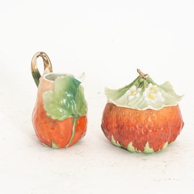 Lot 63 - Strawberry Form Porcelain Sugar Bowl and Creamer Set