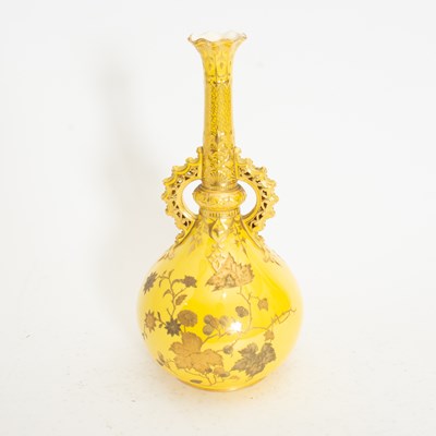 Lot 64 - Yellow Porcelain Gilt Decorated Vase
