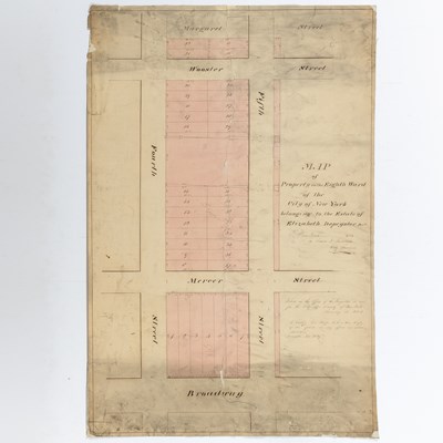 Lot 260 - Intriguing map of Lower Manhattan featuring now-vanished Margaret Street