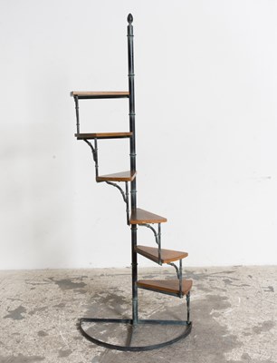 Lot 40 - Black Painted Metal Spiral Staircase Etagere
