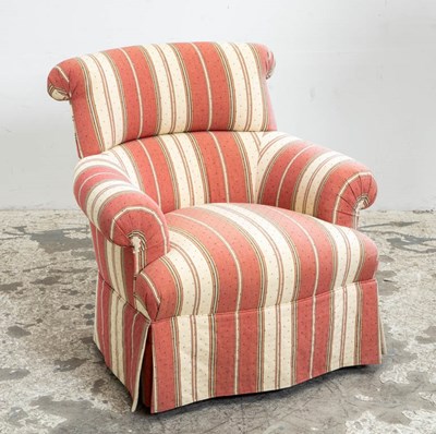 Lot 278 - Upholstered Striped Club Chair