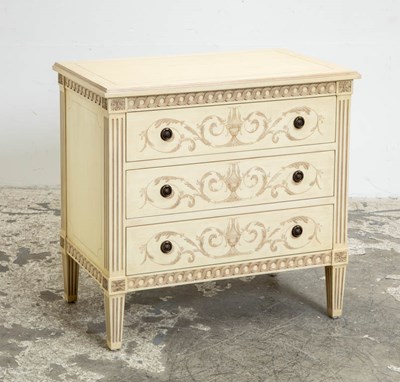 Lot 270 - Louis XVI Style Painted Bedside Chest of Drawers