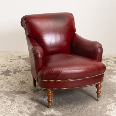 Lot 279 - Red Leather Upholstered Armchair