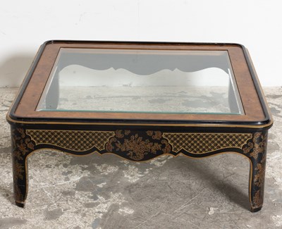 Lot 50 - Black Painted Gilt Decorated Glass Insert Low Table