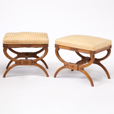 Lot 314 - Pair of Louis XVI Style Stained Wood Curule Stools