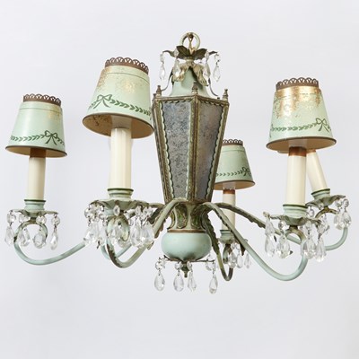 Lot 364 - Painted Tole Six-Light Chandelier