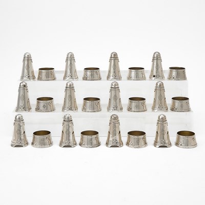 Lot 575 - Set of American Sterling Silver Open Salts and Pepper Casters