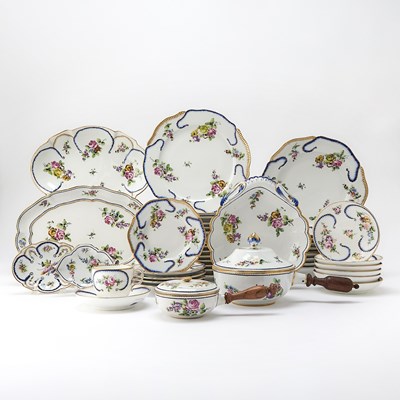 Lot 46A - Assembled French Porcelain Sevres Style 'Feuille de Choux' Pattern Partial Dinner Service