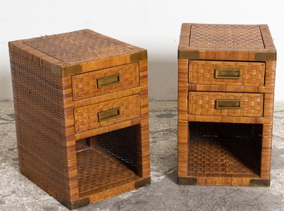 Lot 98 - Pair of Rattan Bedside Tables