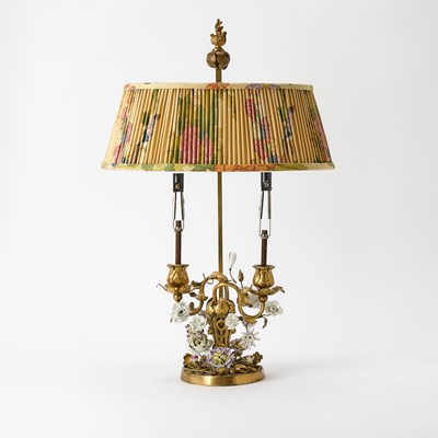 Lot 166 - Gilt-Bronze and Porcelain Bouillotte Lamp