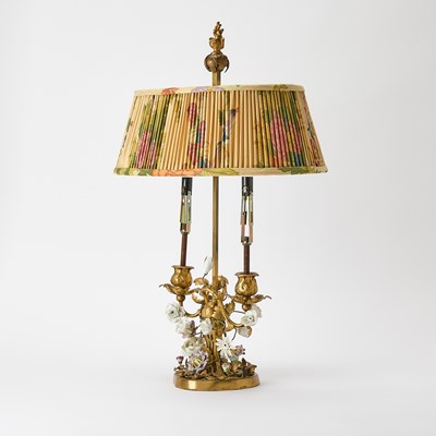 Lot 166 - Gilt-Bronze and Porcelain Bouillotte Lamp