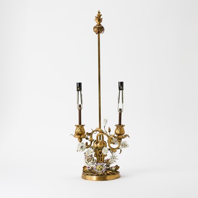 Lot 166 - Gilt-Bronze and Porcelain Bouillotte Lamp
