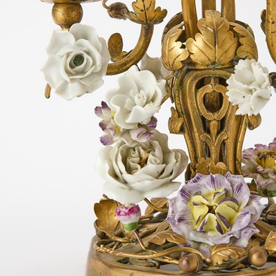 Lot 166 - Gilt-Bronze and Porcelain Bouillotte Lamp