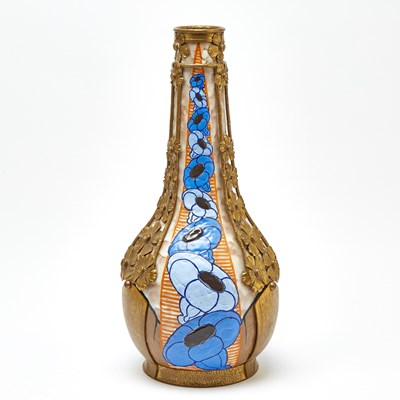 Lot 246 - French Art Deco Gilt-Metal Mounted Stoneware Vase