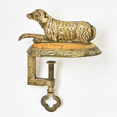 Lot 1238 - Silvered Metal Dog Sewing Clamp