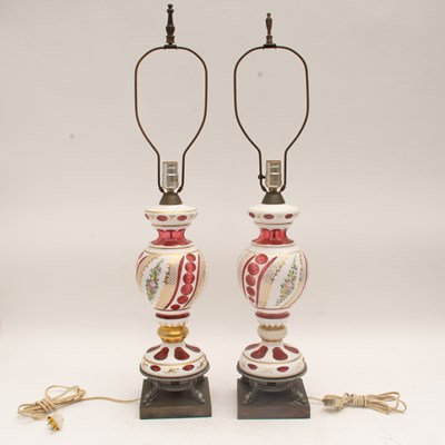 Lot 104 - Pair of Bohemian Glass Table Lamps