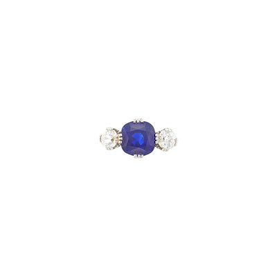 Lot 205 - Platinum, Kashmir Sapphire and Diamond Ring